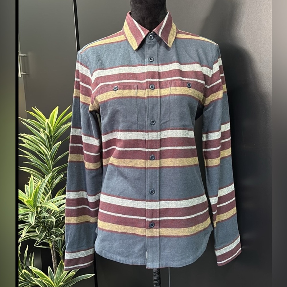 UpWest Eco Hemp Twill Flannel stripe,chest pockets,long sleeve button down